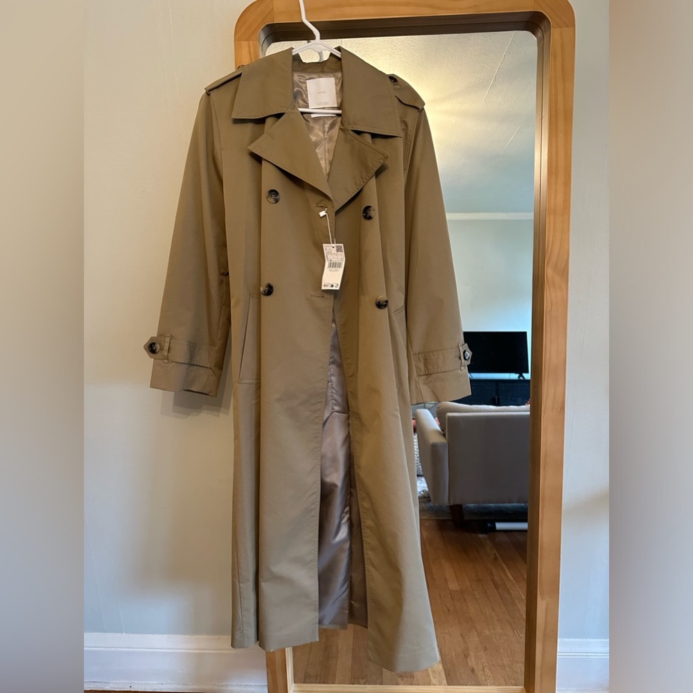 Mango Double-Button Water Repellant Trench (NWT)